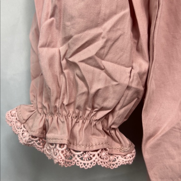 Dudu Cream dusty rose embroidered bib collar long sleeve dress size 5-6 NEW - Picture 10 of 15